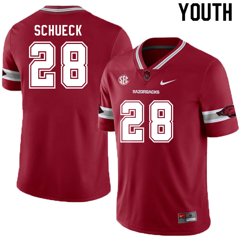 Youth #28 Mason Schueck Arkansas Razorback College Football Jerseys Stitched Sale-Alternate Cardinal